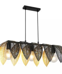 Suspension 3 lumières en métal noir et doré à monter Vesca