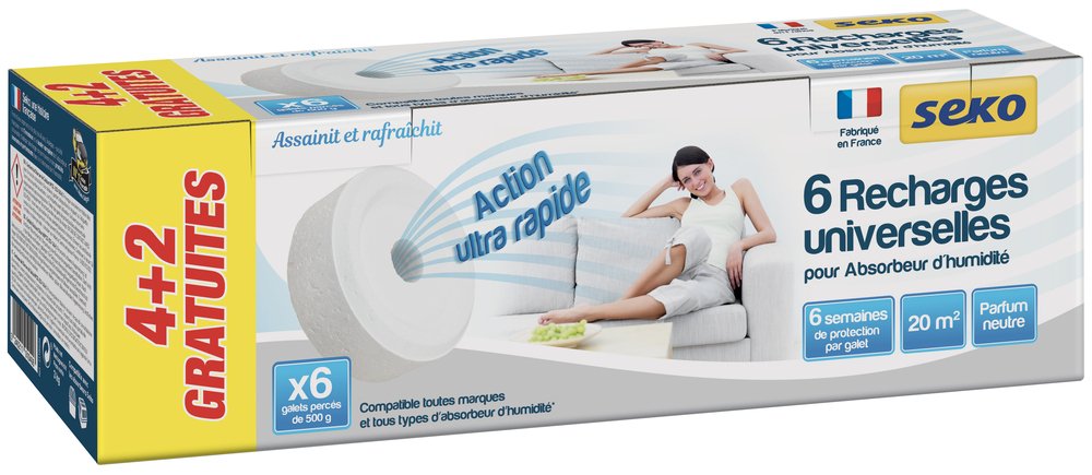 Recharges Absorbeur d’Humidité Galets Percés de 500 g Neutre 4 + 2 Gratuits