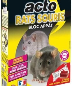 Bloc appât rats et souris ACTO HYDRO7 240 g : raticide hydrofuge professionnel