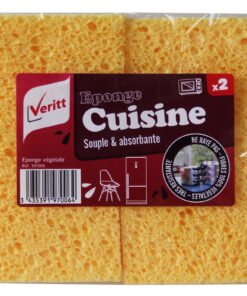 Éponge végétale cuisine Veritt x2 : absorbante et résistante pour un nettoyage efficace