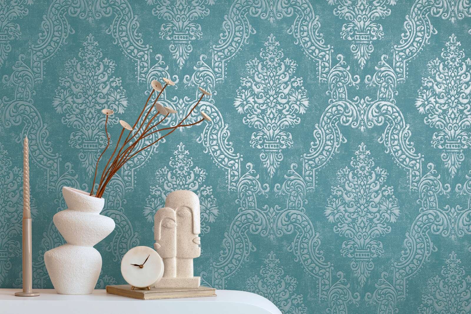 Papier peint baroque bleu argent intissé A.S. Création Pure Elegance AS397654