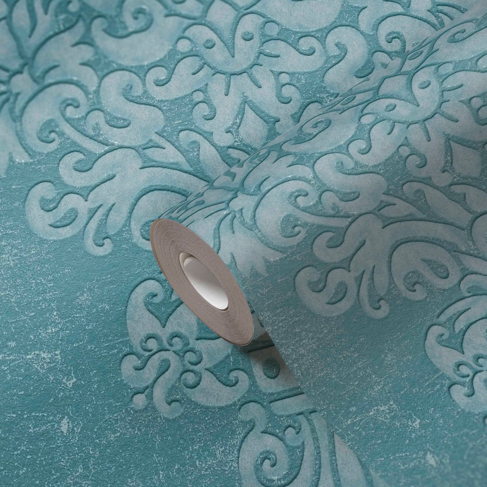 Papier peint baroque bleu argent intissé A.S. Création Pure Elegance AS397654