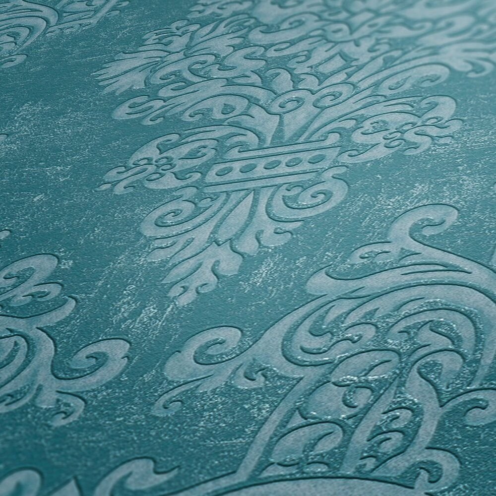 Papier peint baroque bleu argent intissé A.S. Création Pure Elegance AS397654