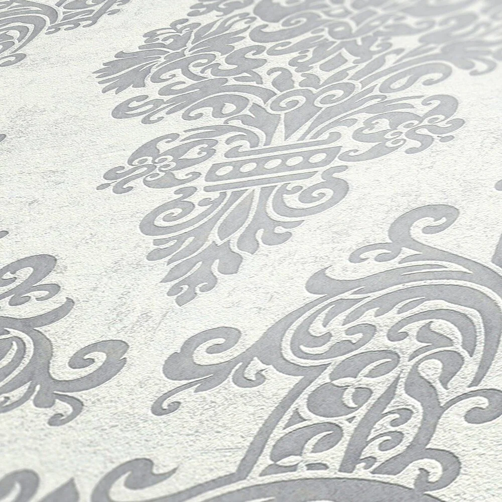 Papier peint baroque gris argent intissé A.S. Création Pure Elegance AS397655