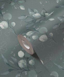 Papier peint feuillage vert foncé AS397683 | Pure Elegance