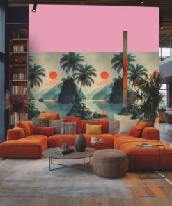Papier peint panoramique coucher de soleil tropical Livingwalls Metropolitan Stories AS790165