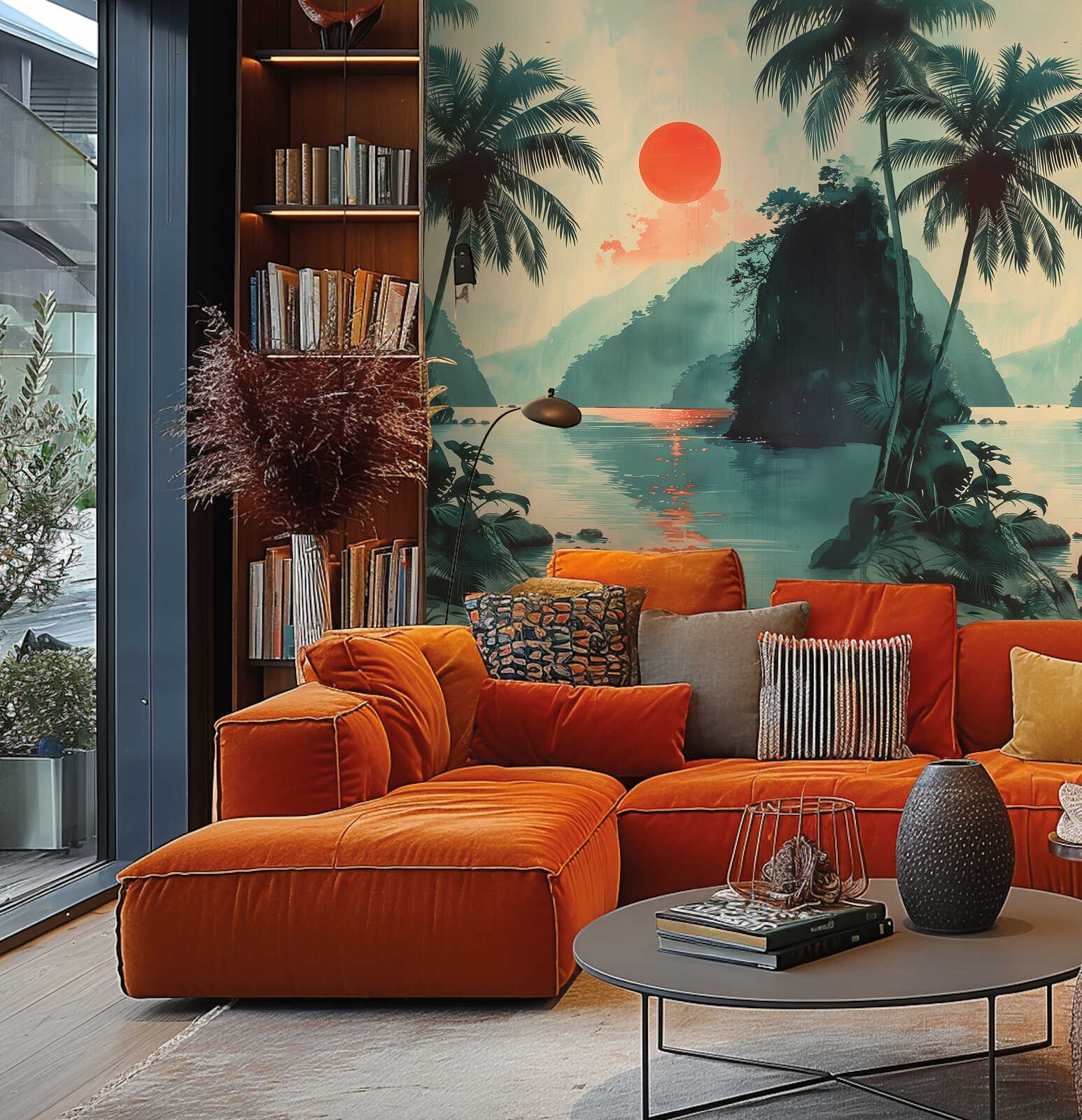 Papier peint panoramique coucher de soleil tropical Livingwalls Metropolitan Stories AS790165