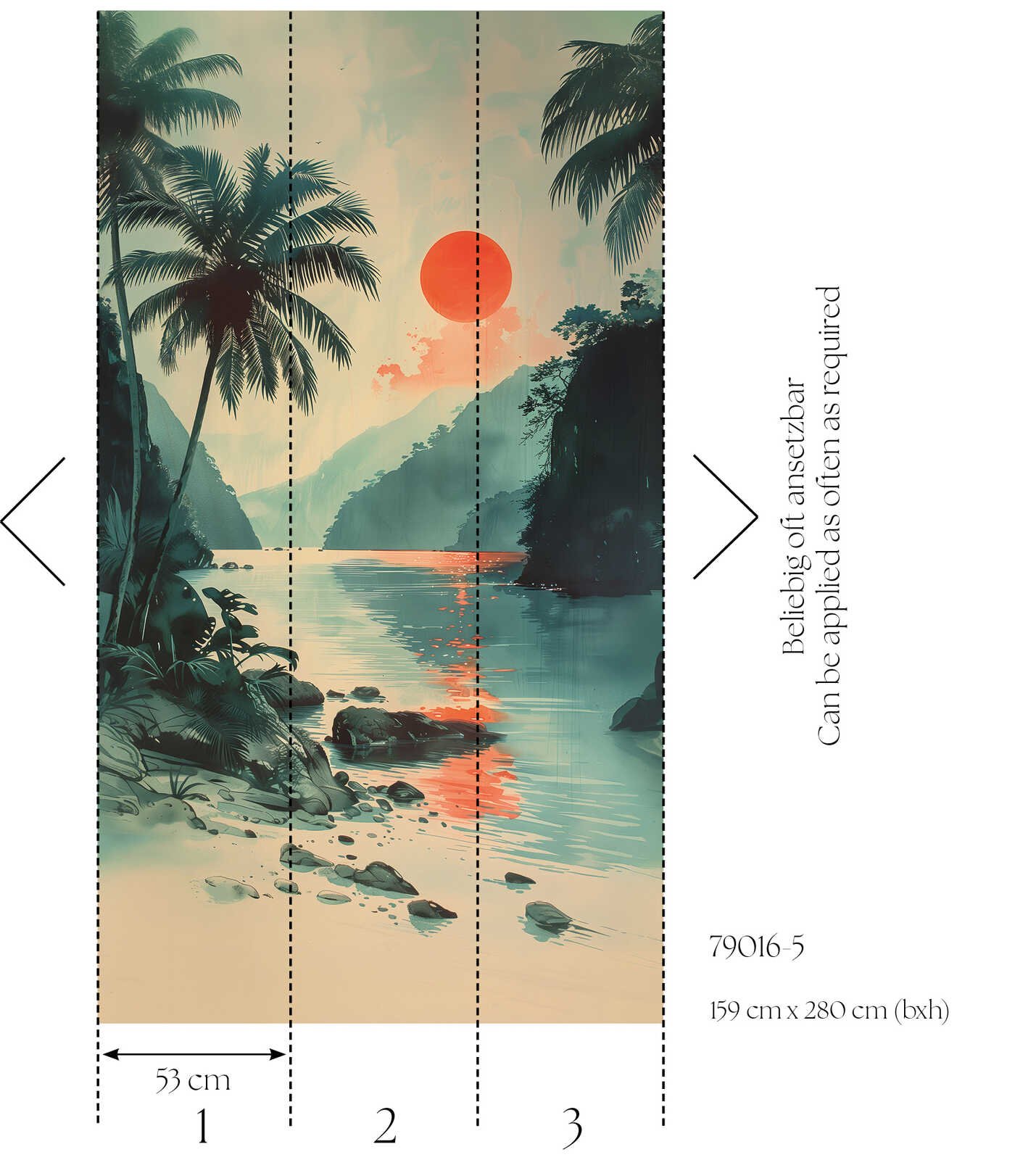 Papier peint panoramique coucher de soleil tropical Livingwalls Metropolitan Stories AS790165