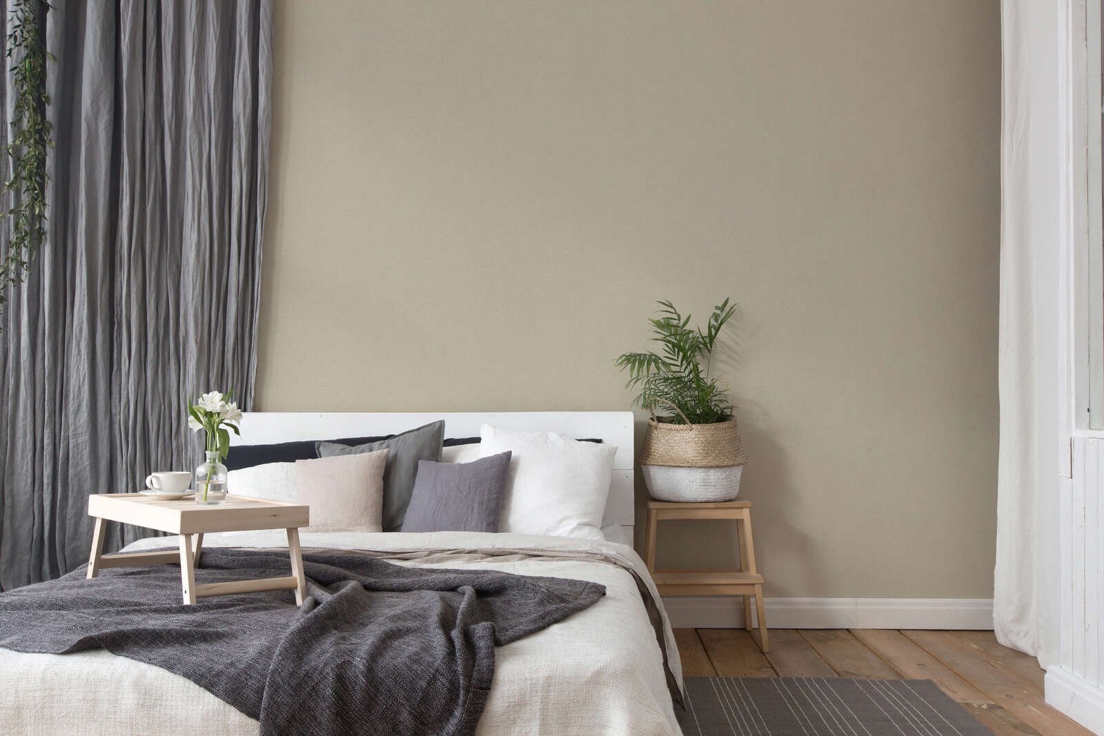 Papier peint uni gris effet lin Livingwalls Drawn into Nature AS371782